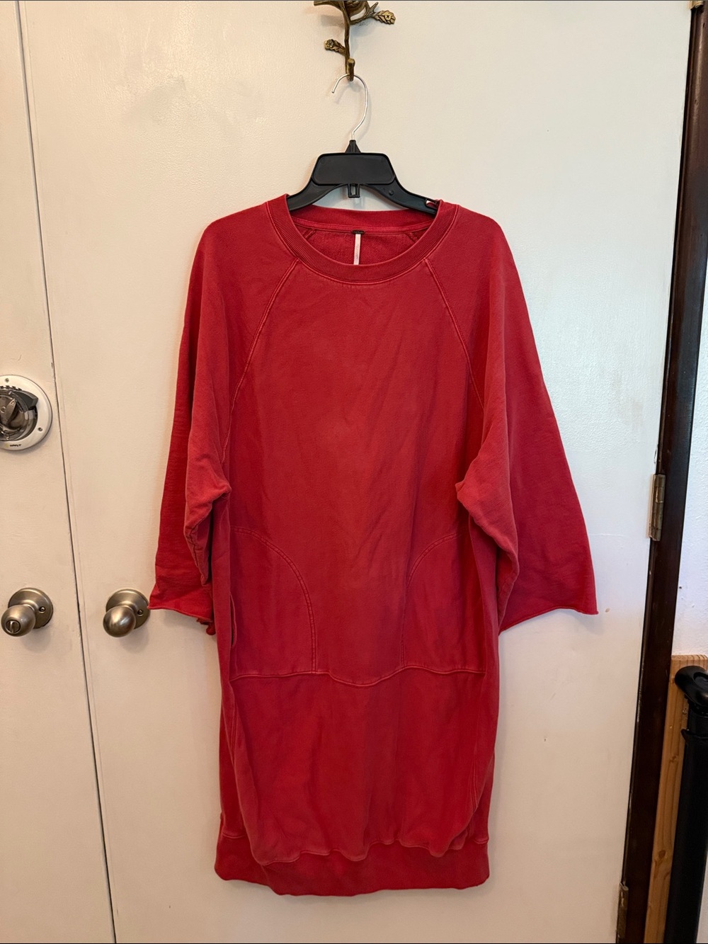 Free People Red Long-Sleeve Sweatshirt Dress